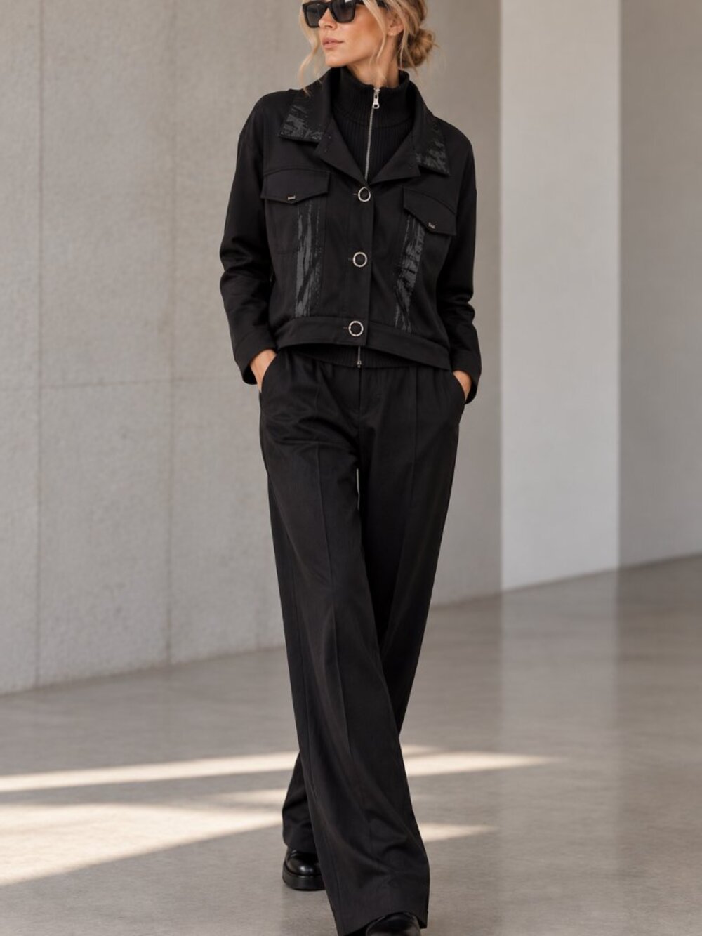 Oblique Creations Italian Avant Garde Utility Jacket Textured Rib Collar Black M